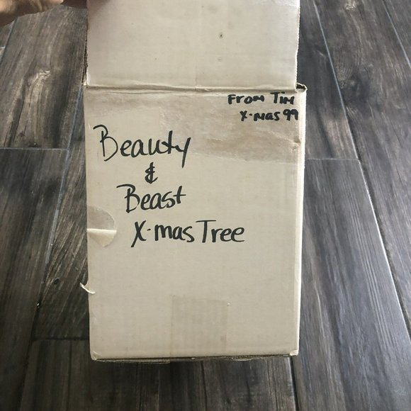 RARE VINTAGE DISNEY BEAUTY AND THE BEAST CHRISTMAS TREE STATUE Music & Lights 8” - Picture 10 of 10